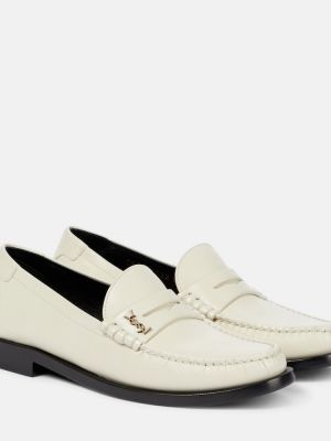 Bílé kožené loafers Saint Laurent