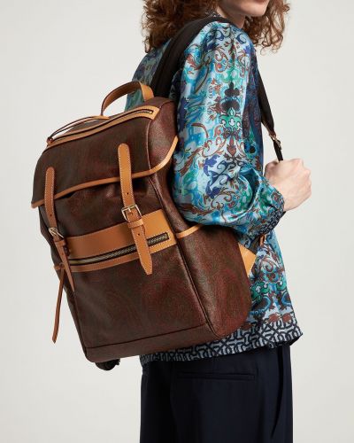 Bavlněný batoh s potiskem s paisley potiskem Etro černý