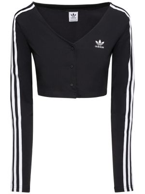 Bavlněný crop top Adidas Originals černý