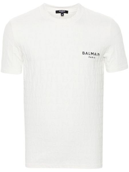 T-shirt en jacquard Balmain blanc