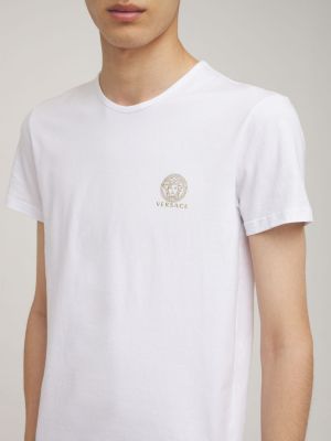 Camiseta de algodón Versace Underwear blanco
