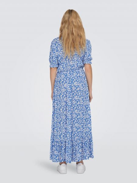 Kvetinové priliehavé dlouhé šaty Only modrá