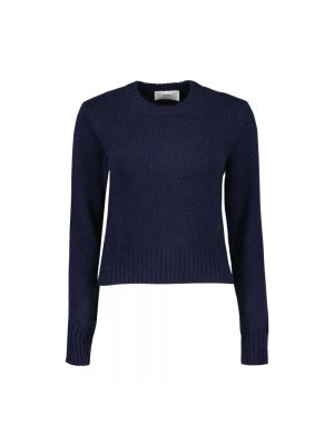 Sweter z kaszmiru z długim rękawem z okrągłym dekoltem Ami Paris niebieski