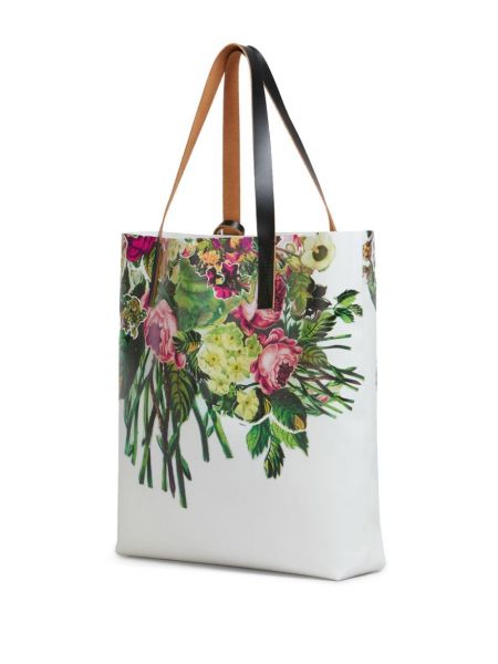 Květinová shopper kabelka s potiskem Marni bílá