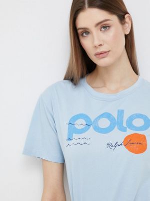 Хлопковая футболка Polo Ralph Lauren синяя
