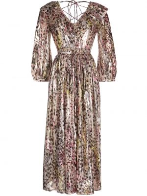 Koktejlové šaty s potiskem s výstřihem do v s abstraktním vzorem Hayley Menzies