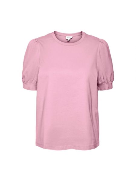 Koszulka bawełniana relaxed fit Vero Moda różowa