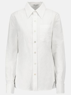Памучна ленена риза Saint Laurent бяло