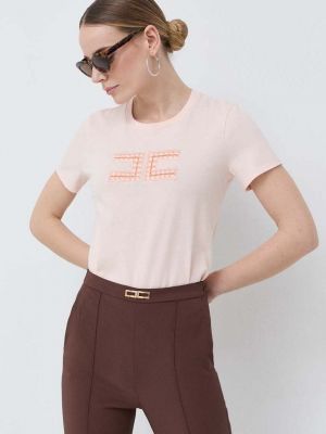 Памучна тениска Elisabetta Franchi оранжево