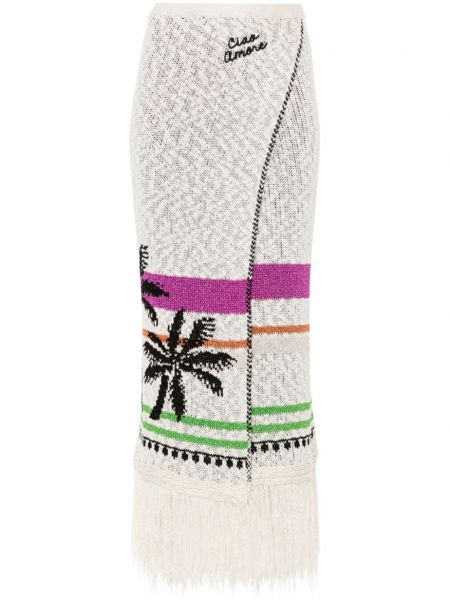 Fusta midi tricotate din jacard Giada Benincasa alb