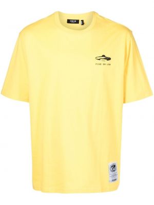 T-shirt con stampa con scollo tondo Five Cm giallo