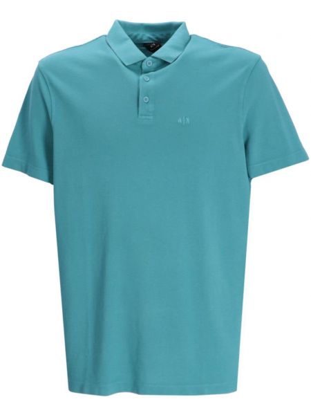 Raštuotas medvilninis polo marškinėliai Armani Exchange mėlyna