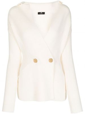 Strikket lang blazer Elisabetta Franchi hvit