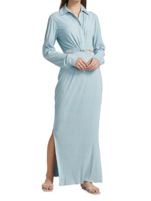 Замшевое платье-рубашка Jonathan Simkhai голубое