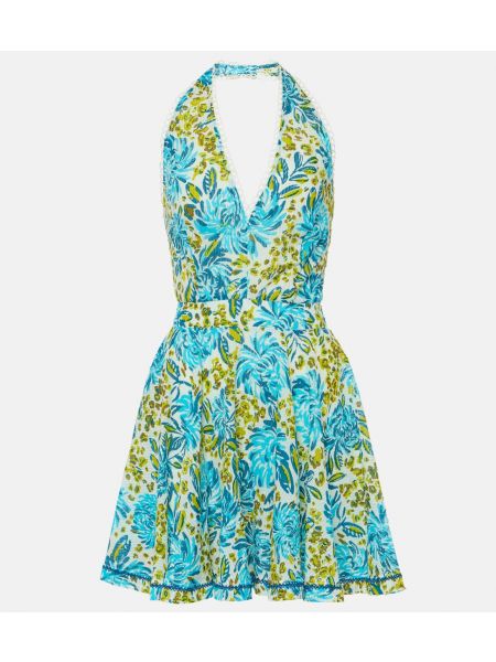 Платье в цветочек с принтом Poupette St Barth синее