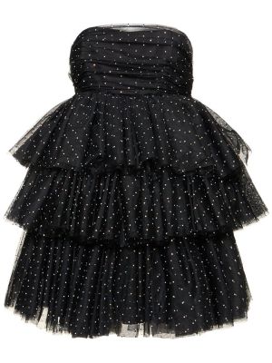 Мрежеста мини рокля без ръкави Rotate черно