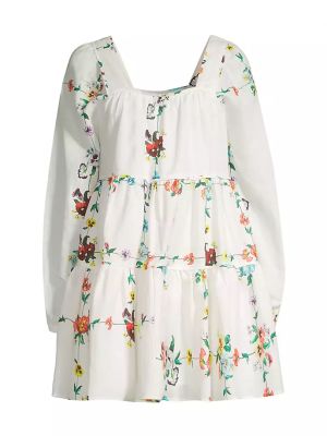 Льняное платье мини в цветочек с принтом Sancia