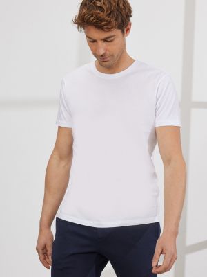 Kokvilnas slim fit polo krekls ar īsām piedurknēm Altinyildiz Classics balts