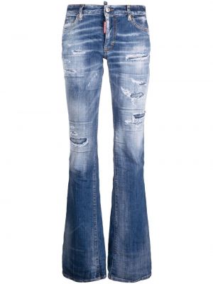 Jeans bootcut effet usé large Dsquared2 bleu