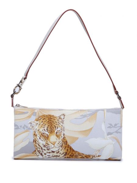 Чанта за ръка с принт с леопардов принт Ferragamo Pre-owned сребристо