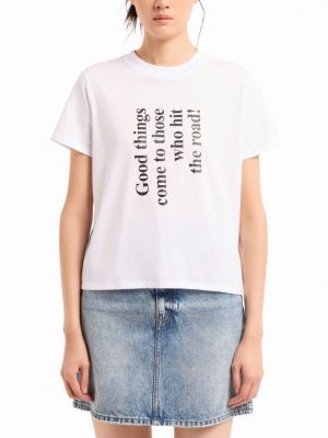 Bavlněné tričko s potiskem Armani Exchange bílé