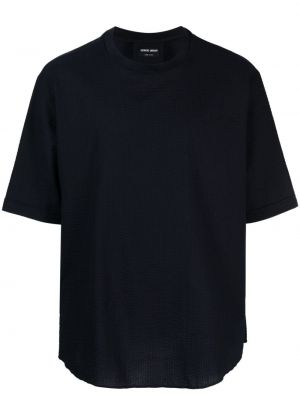 Bavlnené tričko s okrúhlym výstrihom Giorgio Armani modrá