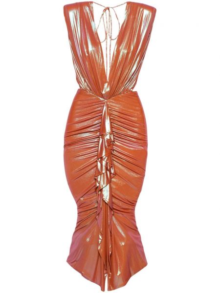 Drapírozott estélyi ruha Alexandre Vauthier narancsszínű