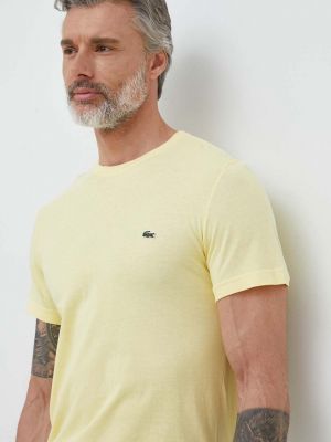 Памучна тениска с дълъг ръкав Lacoste жълто