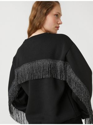 Hosszú ujjú fleece melegítő felső Koton fekete