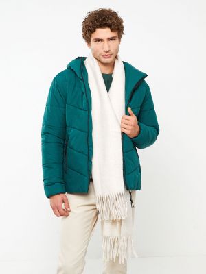 Повседневное пальто с капюшоном с принтом Lcw Casual зеленое