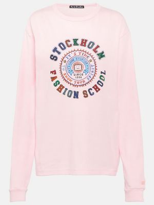 Top de algodón con estampado de tela jersey Acne Studios rosa