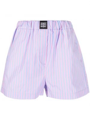 Shorts en coton à rayures Msgm bleu