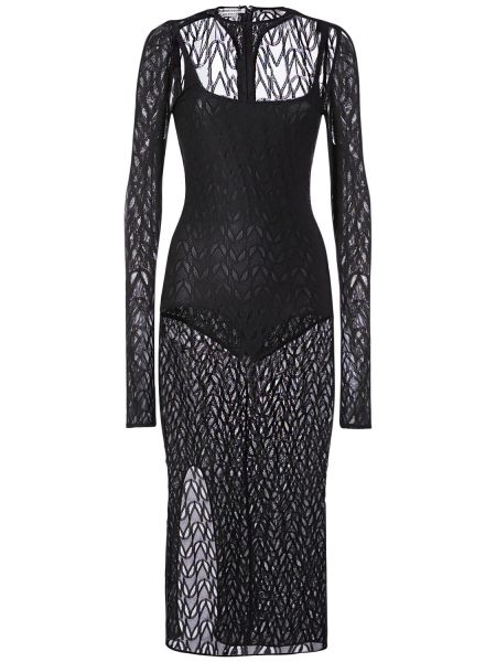 Vestido midi manga larga de tela jersey Alessandro Vigilante negro