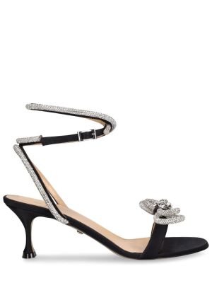 Saténové sandále s mašľou Mach & Mach čierna
