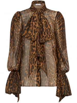 Блуза с панделка с принт Nina Ricci кафяво