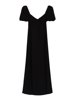 Jednofarebné viskózové priliehavé letné šaty Bershka - čierna