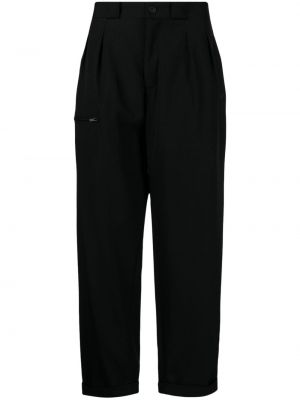Vlněné rovné kalhoty Yohji Yamamoto černé