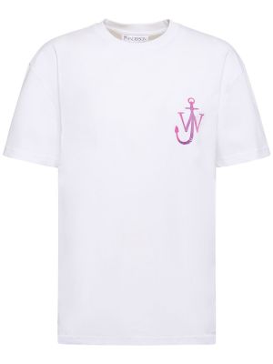 T-shirt ricamato in jersey Jw Anderson bianco