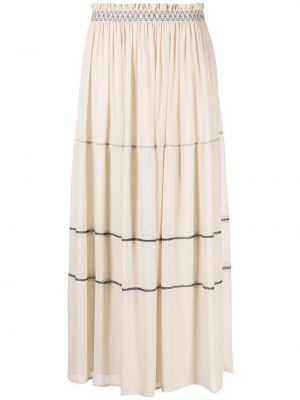 Plisovaná dlhá sukňa See By Chloé biela