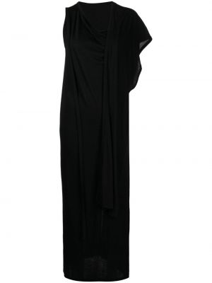 Kašmírové šněrovací dlouhé šaty bez rukávů Yohji Yamamoto - černá