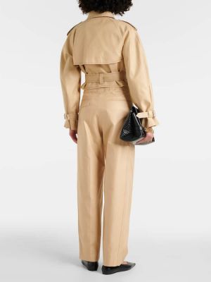 Bavlněná kožená bunda Victoria Beckham béžová