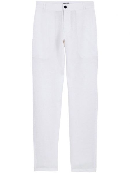 Lněné rovné kalhoty Vilebrequin bílé