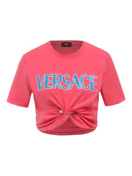 Розовая хлопковая футболка Versace