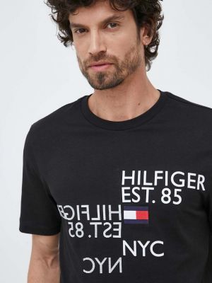 Tommy Hilfiger pamut póló , nyomott mintás - Fekete