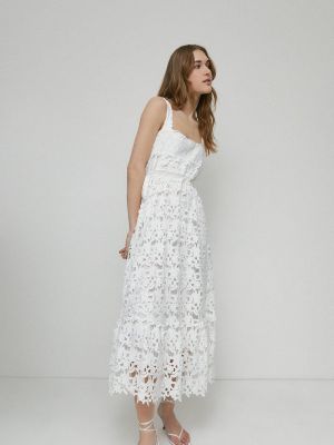 Платье миди с квадратным вырезом Warehouse белое