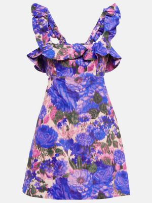Vestito di lino a fiori Zimmermann viola
