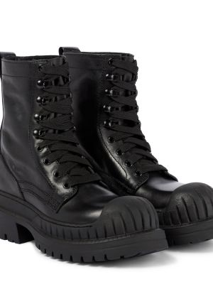 Кружевные кожаные ботинки на шнуровке Acne Studios, черный