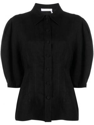 Λινό πουκάμισο Chloé μαύρο