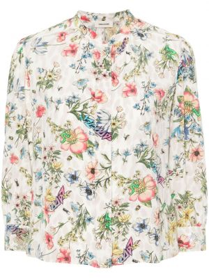 Bluză de mătase cu model floral cu imagine Zadig&voltaire alb