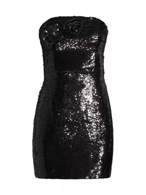 Платье без бретелек с пайетками Milly черное